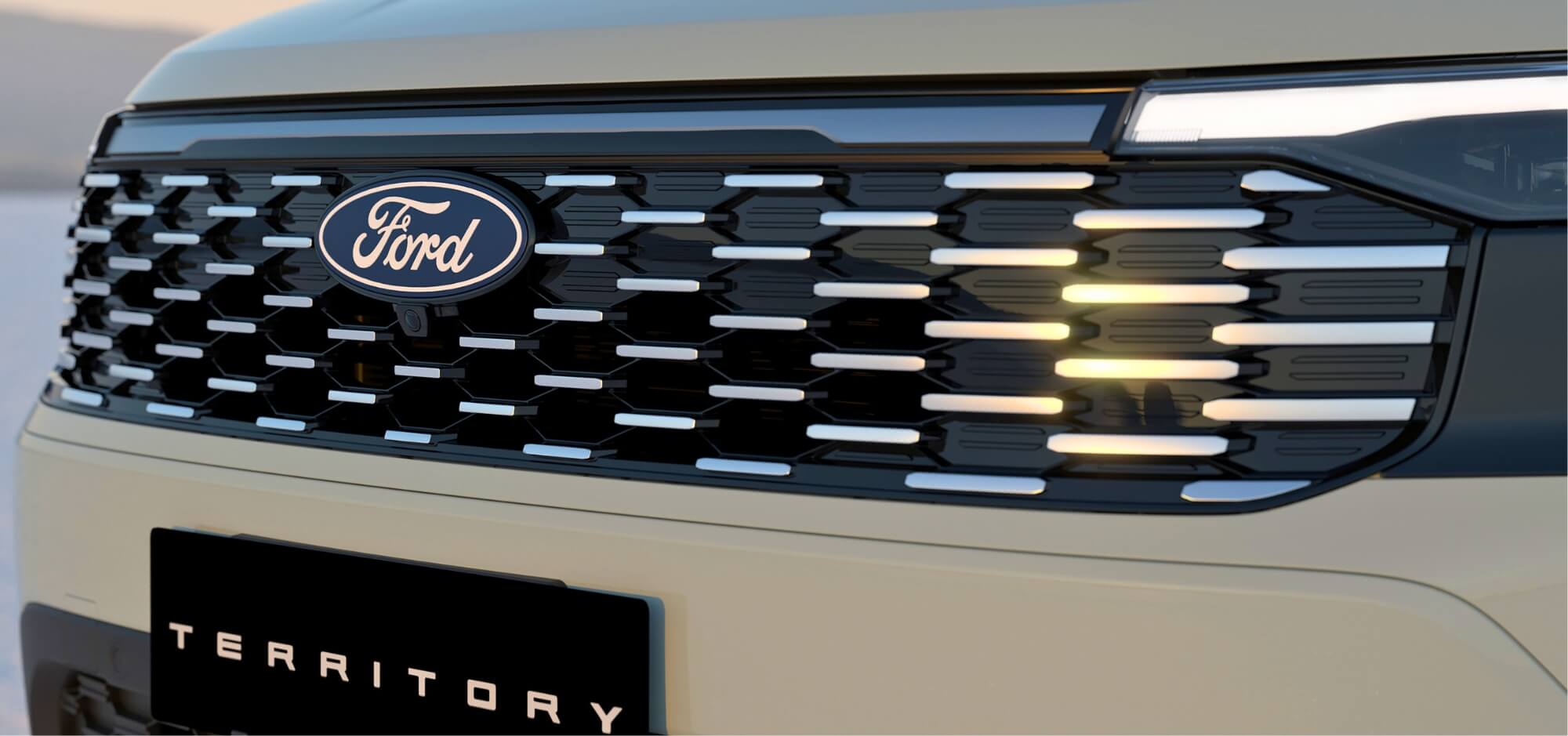 Novo Territory Visão frontal com destaque para a grade do Novo Ford Territory