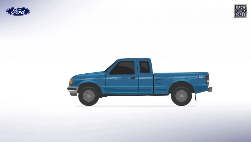 Animação com Gerações da Ford Ranger celebrando 30 anos no Brasil