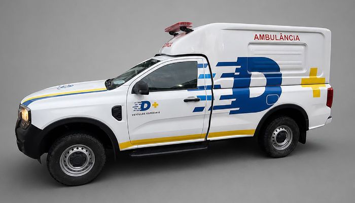 Veículo Ford Ranger 4x4 modificada em ambulância