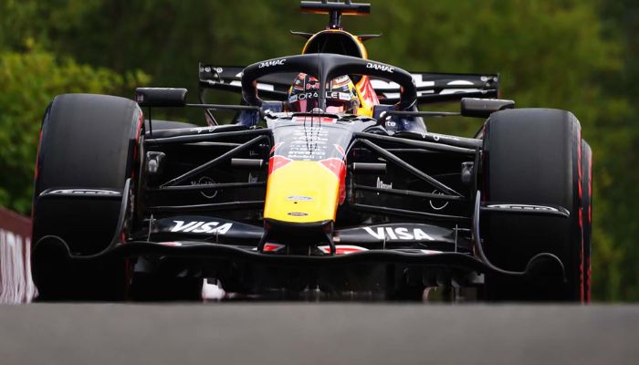 Close-up de carro de Fórmula 1 Oracle Red Bull Racing