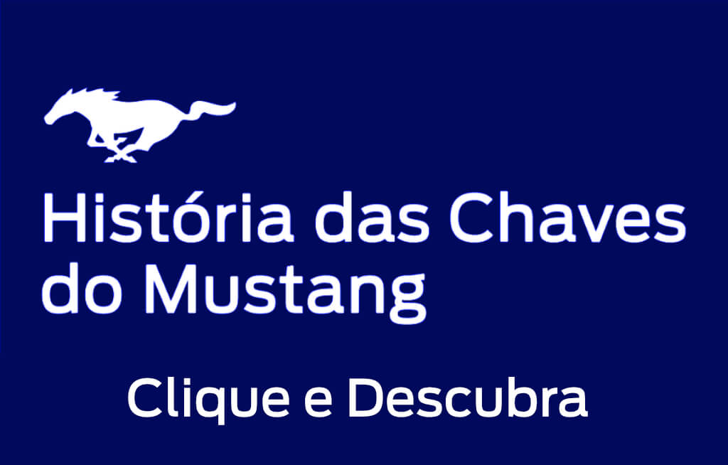 Logo do Mustang em branco com fundo azul
