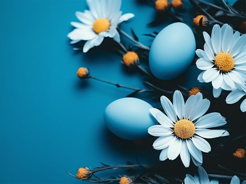 Ostereier und Blumen