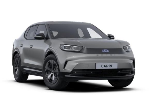 Ford Capri électrique en Solar Silver, vue de trois quarts avant