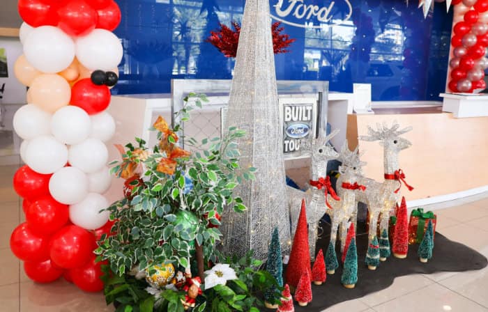 Christmas decorations at Ford Alabang showroom