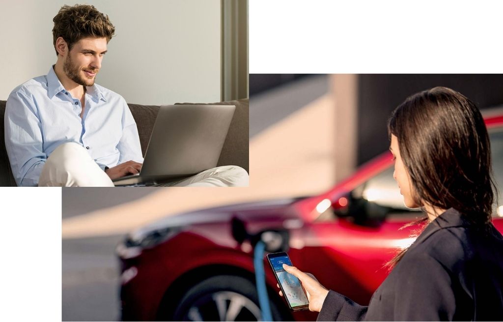 billede af mand og kvinde med telefoner