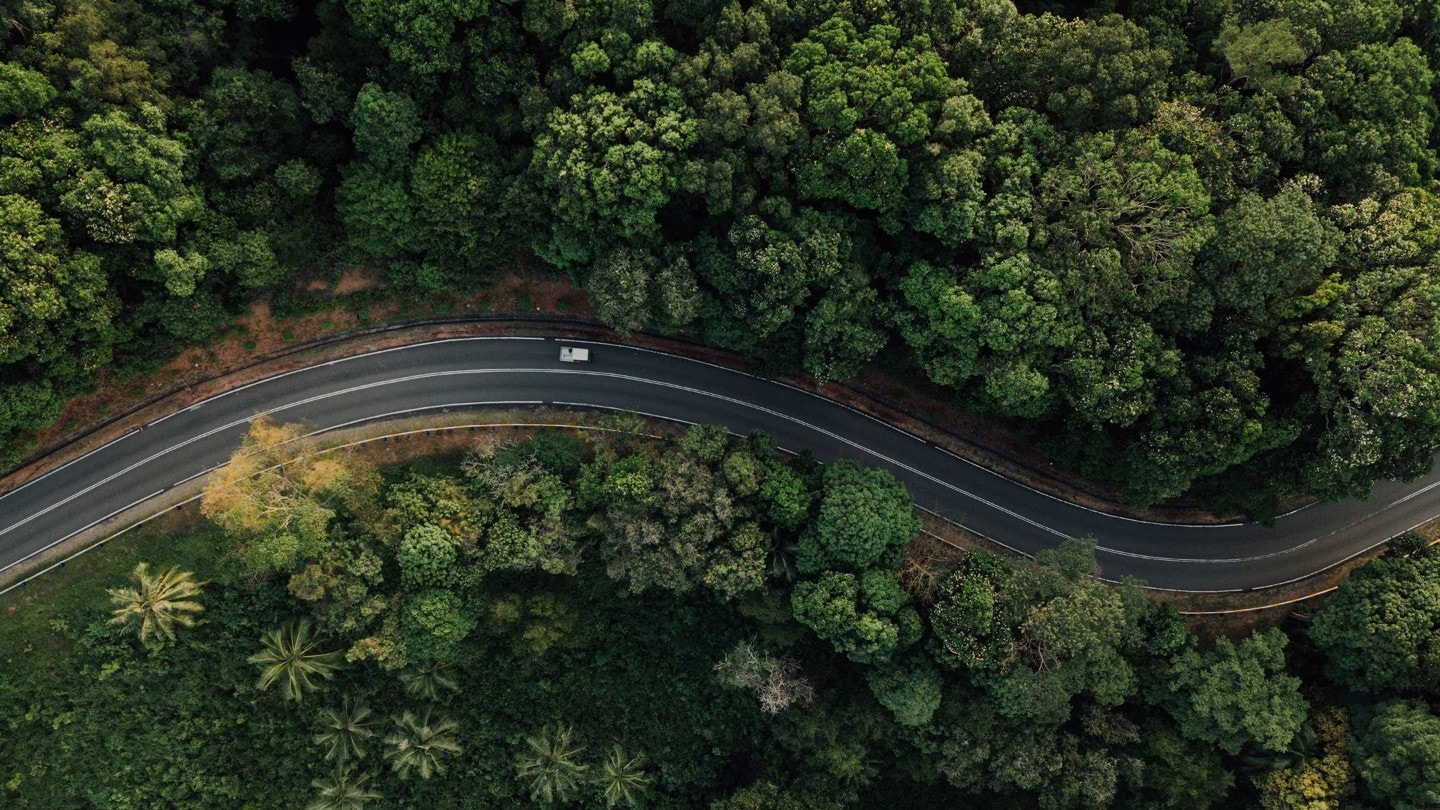 Route en foret vue du ciel