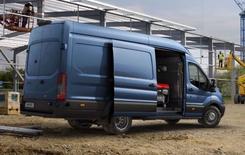 Transit van on job site