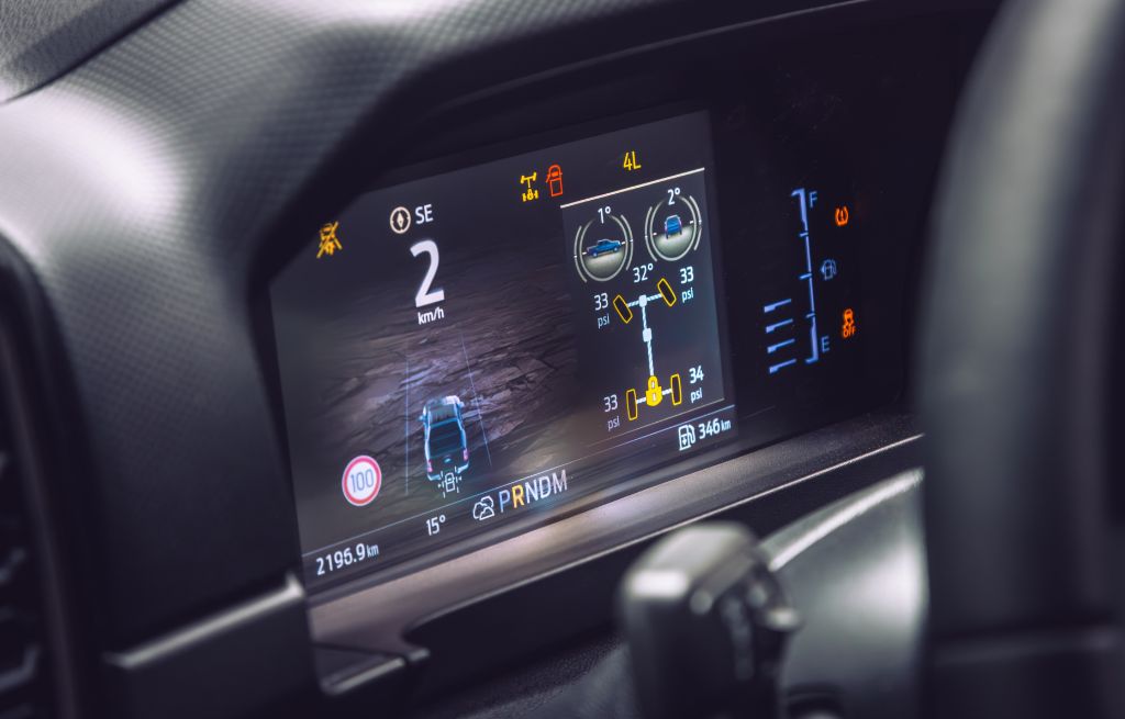 screen with driving information Ranger Super Duty