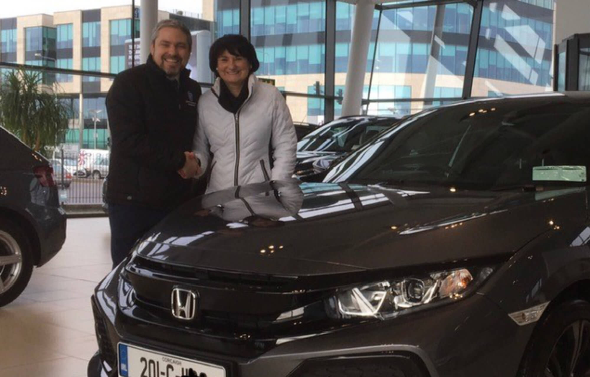 Helen collecting her new Civic