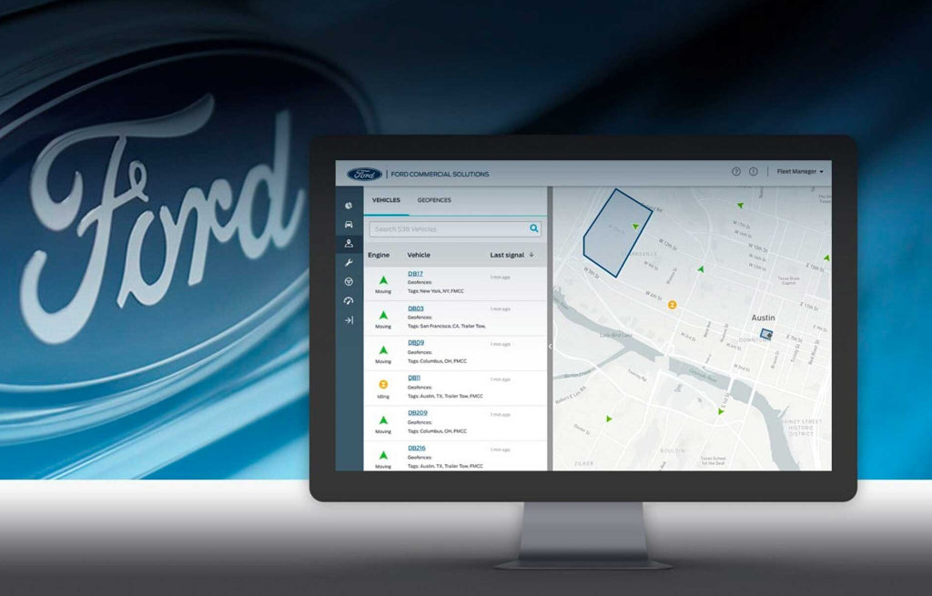 Dataskjerm med Ford Pro Intelligence