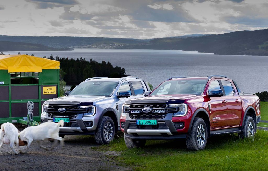 Geiter foran Ford Ranger To geiter foran Ford Ranger
